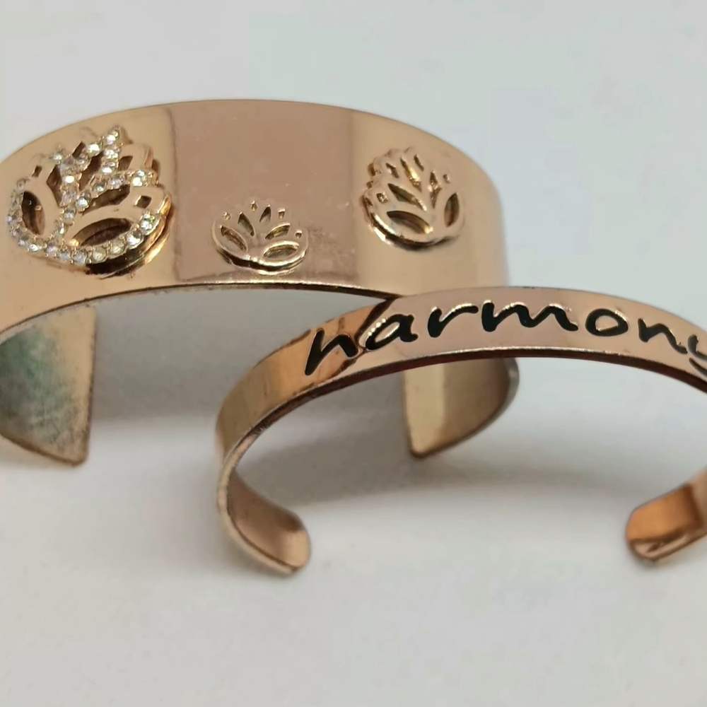 Rose Gold Harmony Cuff Bracelet Set